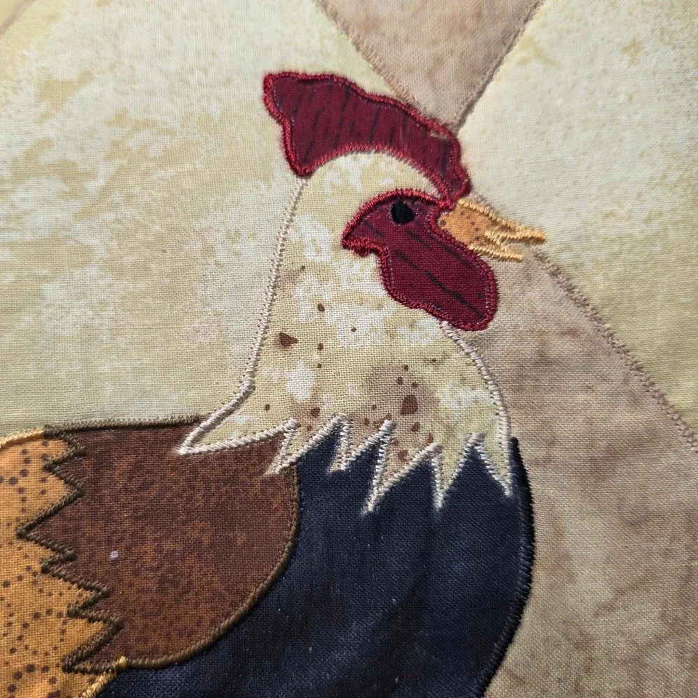 Midwestern Home Products Quilted Rooster Placemats Tan HarlequinI 8 Farmhouse